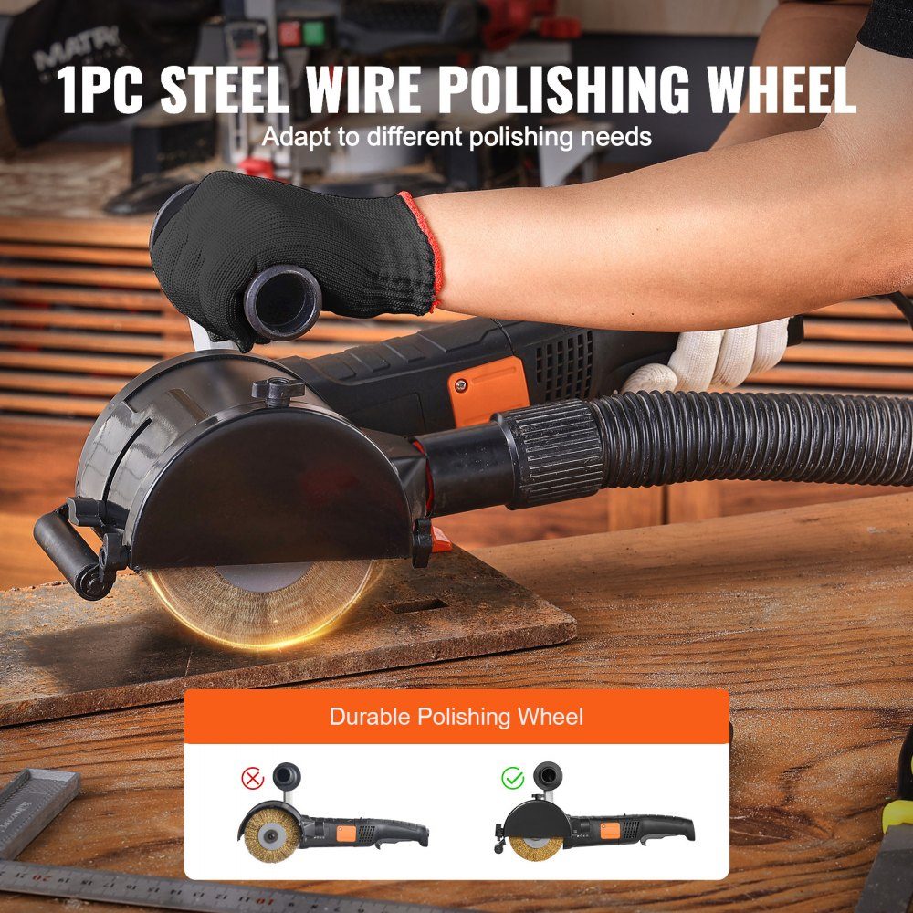 Polishing Machine 1300W 6 Variable Speed ​​Surface Finishing Tool Portable Electric Metal Polishing Machine with Steel Wire Polishing Wheel for Stainless Steel