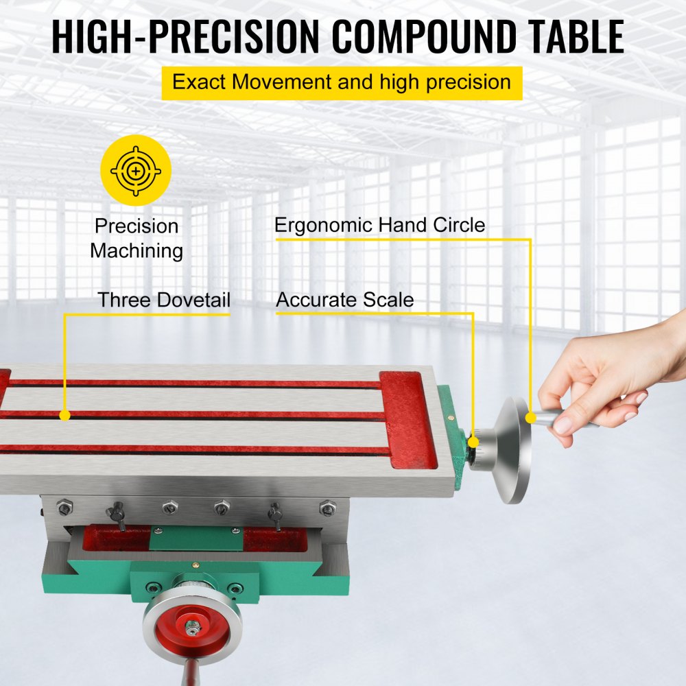 Frästisch 17,7 × 6,7 Zoll (450 x 170 mm) Compound-Schlittenfrästisch 30 kg Multifunktions-Arbeitstisch Kreuzfräsmaschine Compound 2 Achsen 4 Wege für alle Bohrständer Tischbohrfräsmaschine