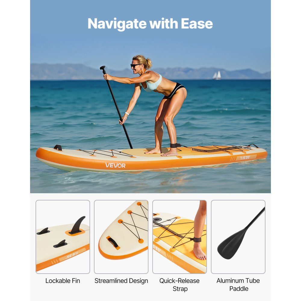 Inflatable Stand Up Paddle Board (14" x 35" x 6") Paddle Board Complete Set Including Pump, Paddle Fin Backpack, Ankle Leash Strap, Non-Slip Deck for Teens and Adults