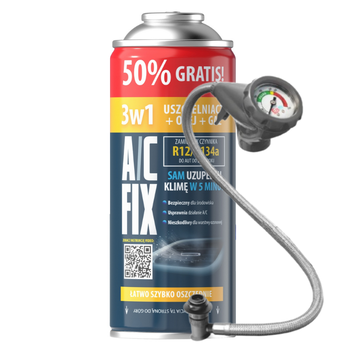 A/C FIX AC FIX KLIMAANLAGE KÄLTEMITTEL 3IN1 R134A DICHTUNGSÖL + SCHLAUCH MIT DRUCKMESSGERÄT – Art.-Nr. HT-47681