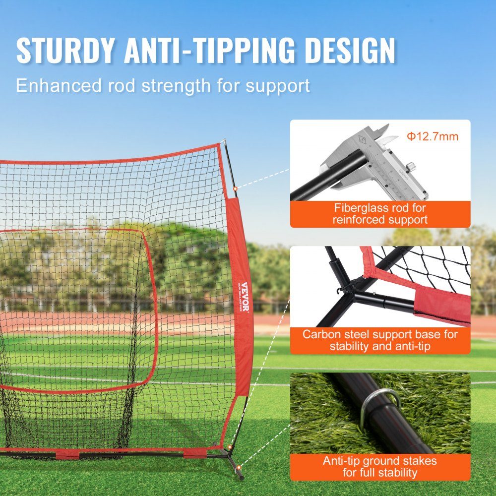 84" x 42" x 83" Baseball-Softball-Übungsnetz, Baseball-Pitching-Netz, Schlagen, Fangen, Pitching, Backstop-Trainingshilfen für Baseballausrüstung mit Bogenrahmen, Tragetasche und Schlagzone