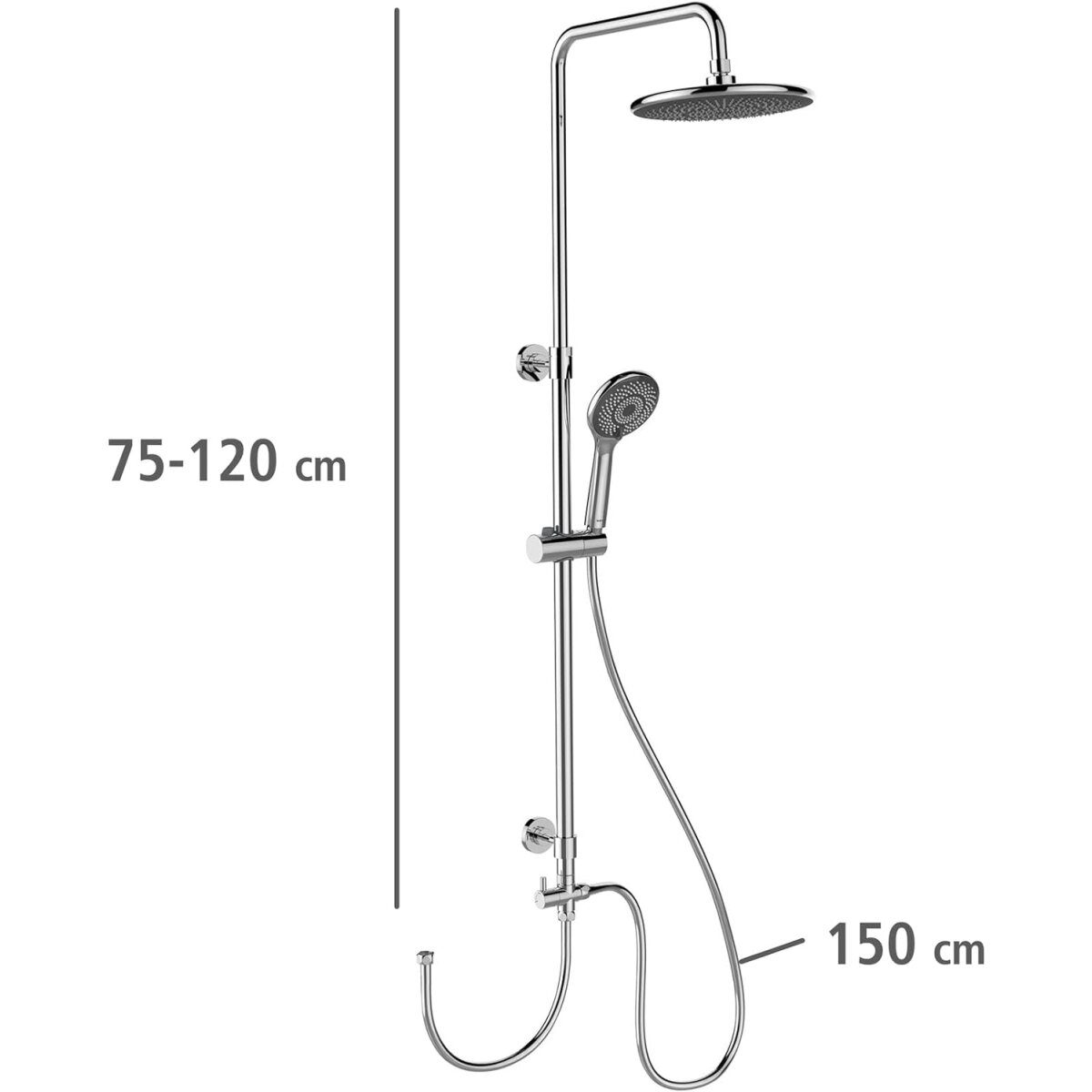 System prysznicowy oszczędzający wodę WENKO, 22,5 x 75-120 cm, chrom