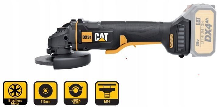CAT DX11 bürstenloser Akkuschrauber + DX31B bürstenloser Akku-Winkelschleifer + XXL-Zubehörset Bohrmaschine & 4AH-Akkuladegerät