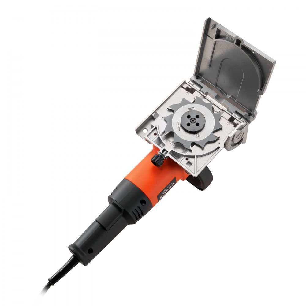 Flachdübelfräse, 5,9 A, 230 V Netzbetrieb, Nutfräse mit 760-W-Motor (11.600 U/min), Hartmetall-Fräskopf, Staubbeutel, Winkel & Tiefe verstellbar, für die Holzbearbeitung