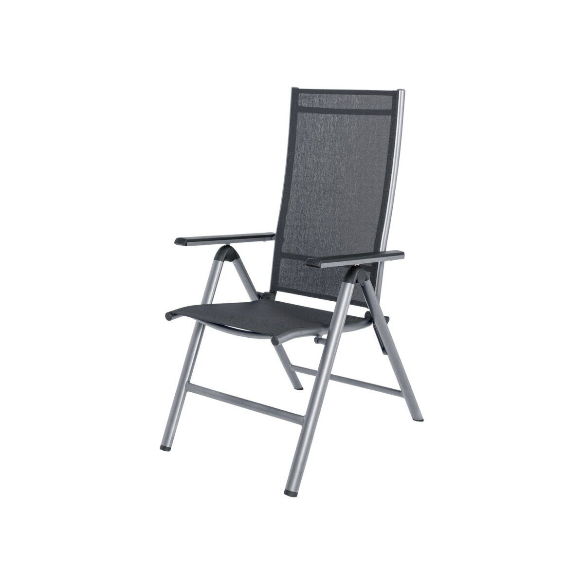Designer 7-fach Aluminium Hochlehner Gartenstuhl 2er Set grau/silber