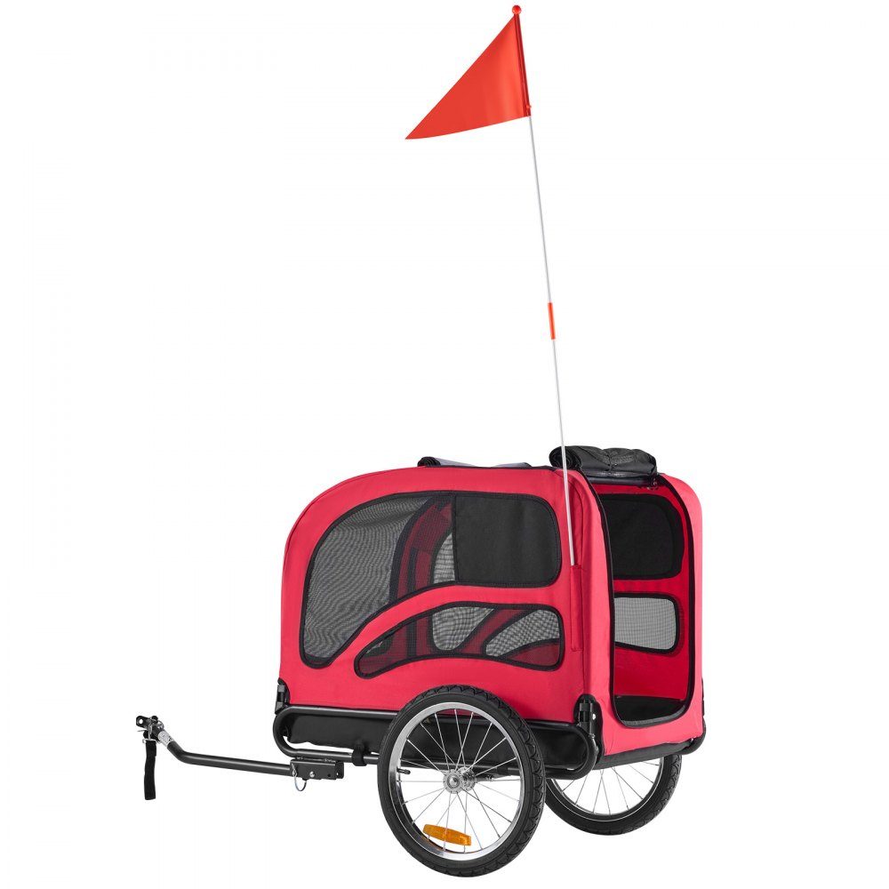 Dog Trailer Up to 45kg Pet Cart Bike Carrier for Small and Large Dogs Folding Frame with Wheels Universal Bike Hitch Includes Flag Internal Leash 1350 x 720 x 840mm