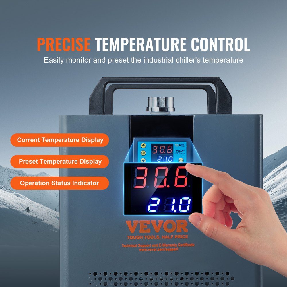 Industrial Water Chiller, KH-6000, 200W Industrial Water Chiller Cooling System with Compressor, 12L Water Tank Capacity, 7.8L/min Maximum Flow Rate, for CO2 Laser Engraving Machine Cooling Machine