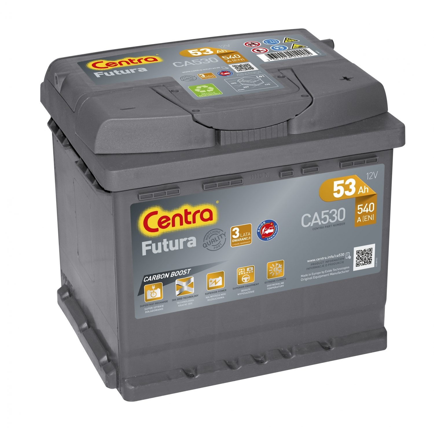 CENTRA FUTURA CA530 53AH 540A P+ – Art.-Nr. HT-47211