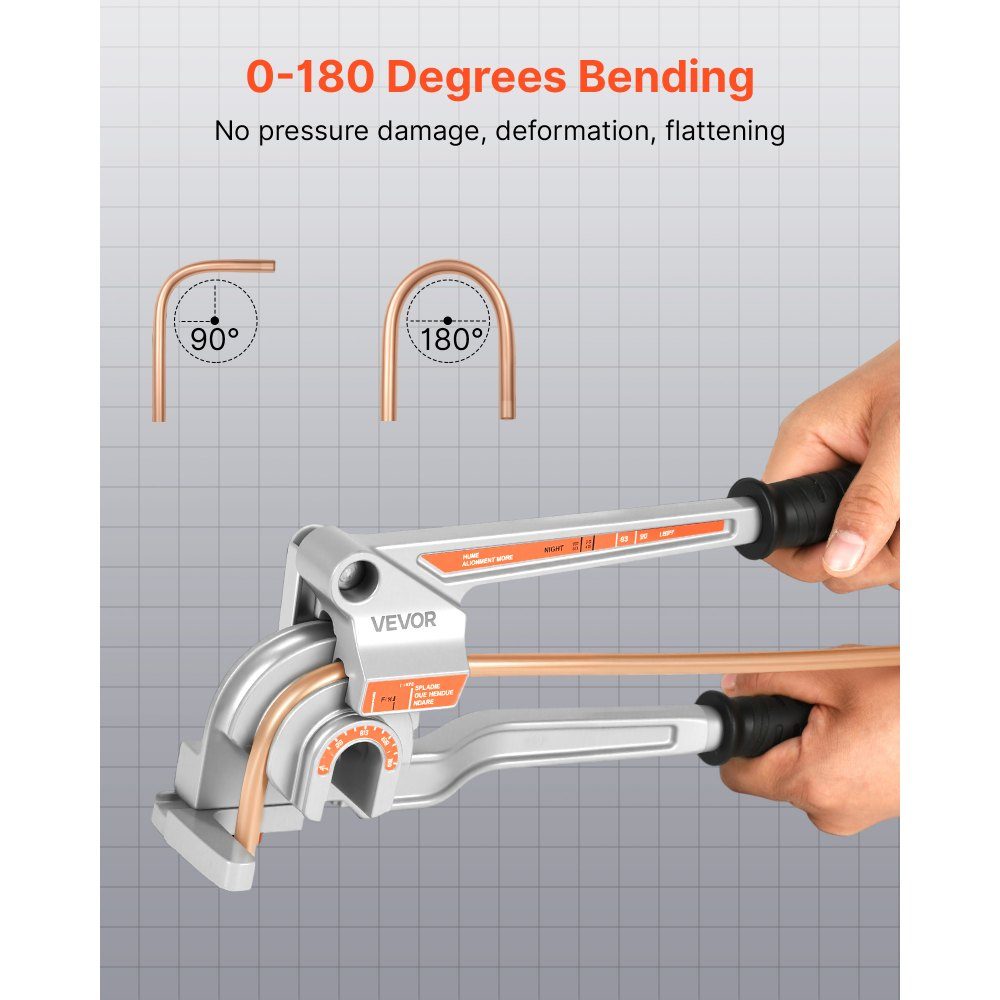 Pijpenbuiger, 6,35/9,525/12,7 mm OD, 3-in-1 pijpenbuiger met handmatig niveau, 180° buiggereedschap voor koperen aluminium buizen voor autoreparatie, HVAC, airconditioning