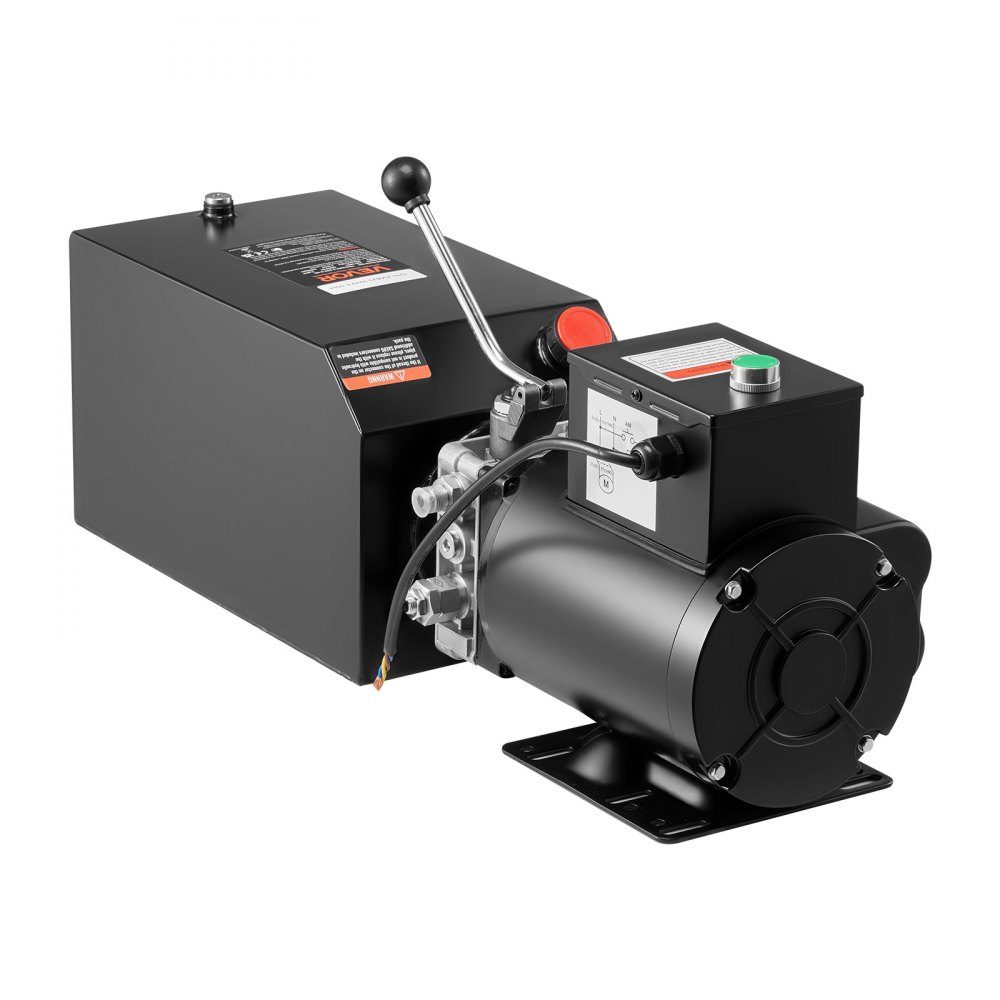 Hydraulic Pump Hydraulic Units AC 220V, 15Qt Single Acting Hydraulic Unit, 6.3L/min Oil Flow, Max Delivery Pressure 22MPa for Dump Trucks, Automotive Workshops, Lifts, Black
