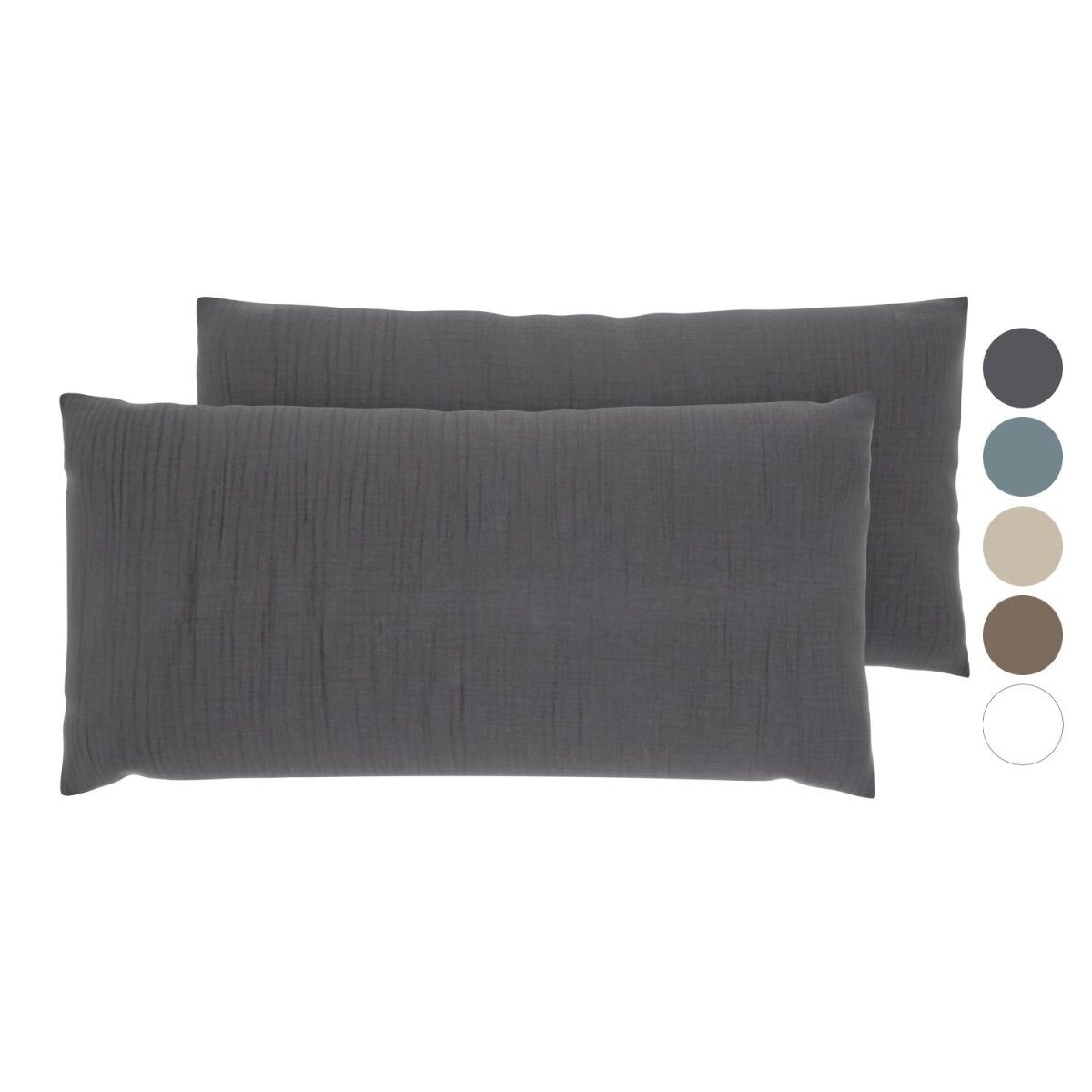LIVARNO® Muslin cushion cover, 40 x 80 cm, 2 pieces