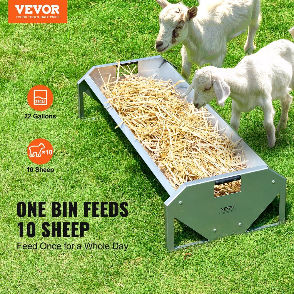 Farm Animal Feeding Trough 114 x 49 x 28 cm Feeding Rack Heavy Duty Steel Hay Rack Galvanized Steel Sheep Feeding Trough for Feeding Horses Sheep Pigsty Feeder