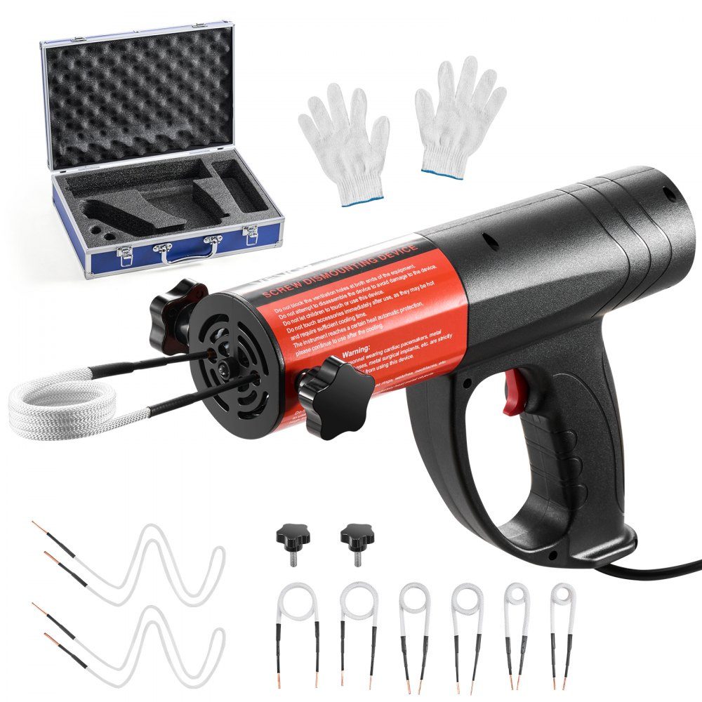 Chauffage à induction pour retrait de vis Kit de chauffage à induction magnétique 1500 W Chauffage pour retrait de vis rouillé Outils de réparation d'atelier automobile avec 8 bobines – Réf. HT-22292