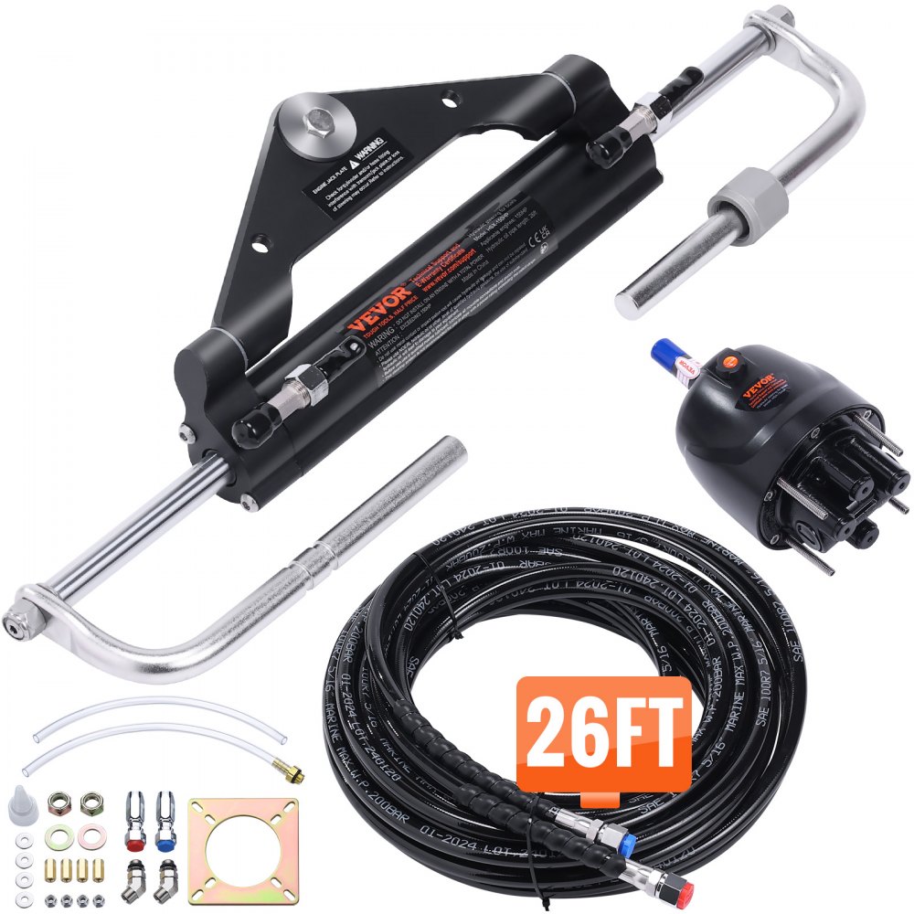 Hydraulische buitenboordstuurset 150 pk hydraulisch stuursysteem voor scheepsboten met stuurpomp, tweewegslotcilinder en 8 m hydraulische stuurslang voor boten met één station, één motor Hydraulische buitenboordstuurset 150 pk hydraulisch stuursysteem voor scheepsboten met stuurpomp, tweewegslotcilinder en 8 m hydraulische stuurslang voor boten met één station, één motor