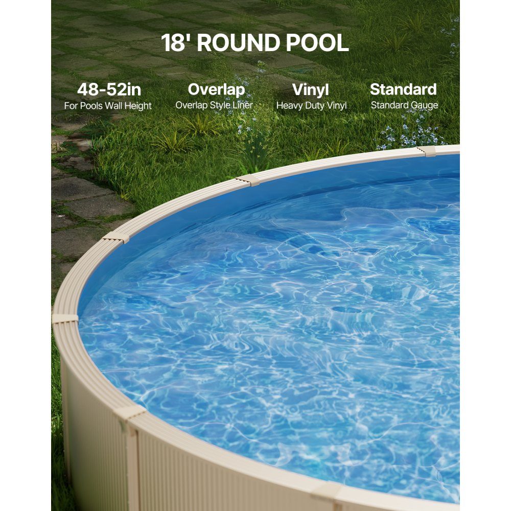 Runde Poolfolie, φ550x147 cm, Innenfolie, Ersatzfolie, Innenabdeckung, Schwimmbadfolie, Vinylfolie in Standardgröße, verschleißfest, für Aufstellbecken mit 132 cm Wandhöhe, einfarbig