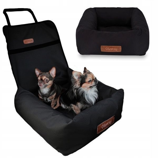 Hundesitz Hundebett & Transportbett 2in1 Autositz + GRAVUR mit Namensschild