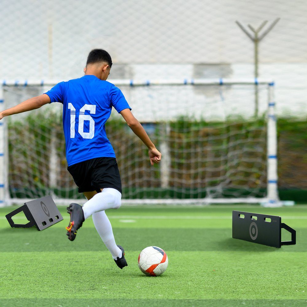 Voetbal Rebound Board, Draagbaar Bounce Board 100x30cm, HDPE Rebounder Apparatuur met 2 Rebound Hoeken, Trainingsbord Rebounder Kicker voor Voetbaltraining, Passing en Schietoefeningen