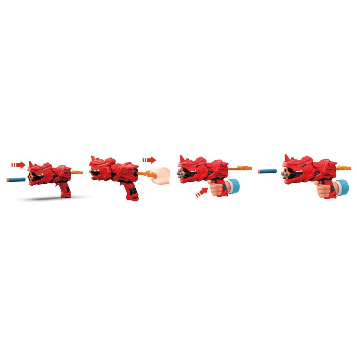 Playtive Soft Dart Gun Dinosaurier inklusive 10 Schaumstoffdarts (rot)