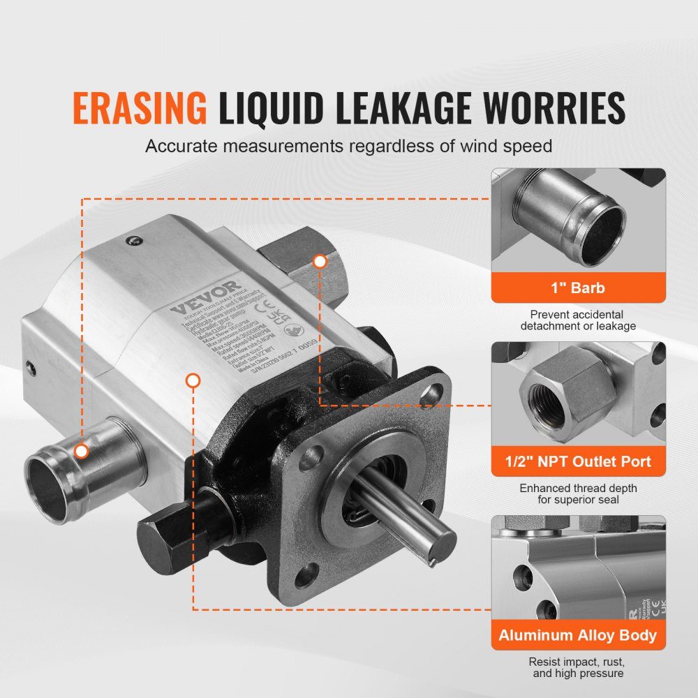 Kit de pompe hydraulique pour fendeuse de bûches, 60,6 L/min, 2 étages, 276 bars, pompe hydraulique à engrenages en aluminium avec valve, entrée 1", sortie 1/2" NPT, 3600 tr/min pour fendeuses de bûches montées sur petit moteur