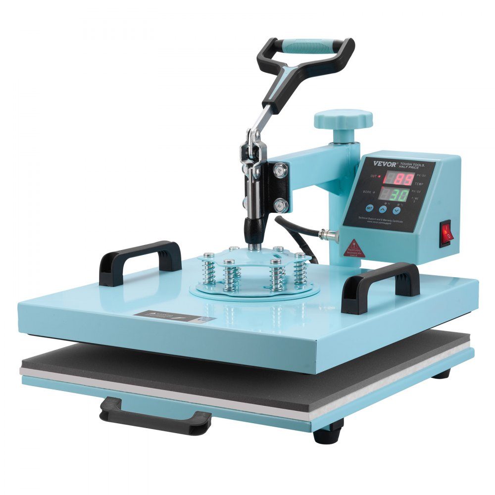 Presse à chaud 15" x 15" Machine de transfert de chaleur 5 en 1 avec 30-Unzen-Trommelpresse Pressage de t-shirt pivotant à 360° Contrôle précis numérique pour t-shirts/tasses/chapeaux/assiettes Vert