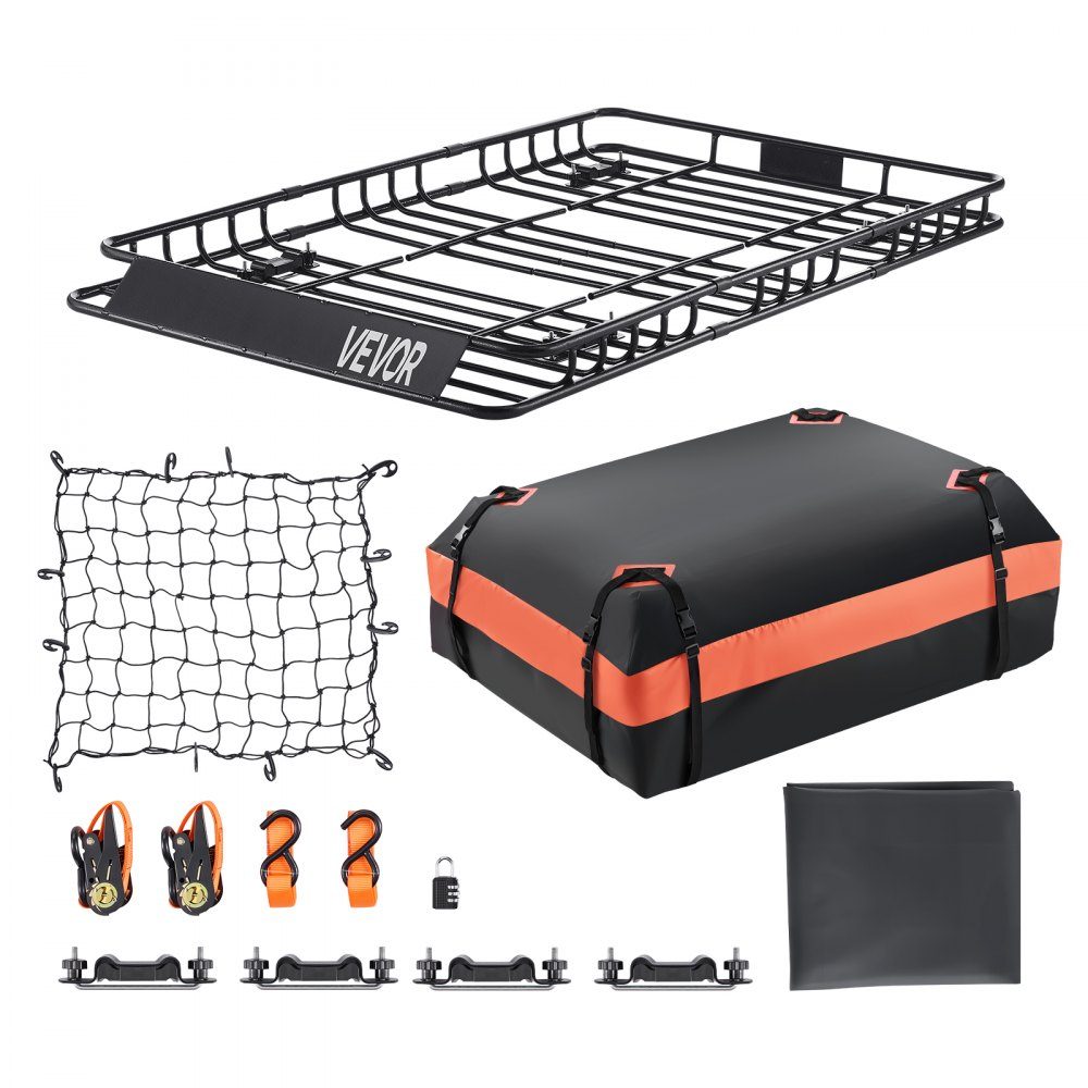 Imperiaalmand autodakmand (1625 x 990 x 105 mm) universele imperiaal met bagagetas & net & spanbanden (max. draagvermogen 113,4 kg), auto-imperiaal voor SUV-vrachtwagens