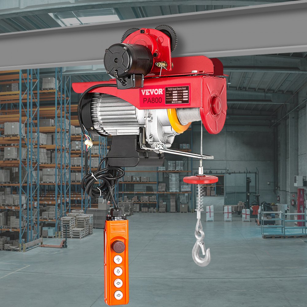 Elektrokettenzug, 1300 W elektrischer Flaschenzug, 800 kg doppelte Seilkapazität, Stahlkettenzug, Nennlast 1T Seilzug mit Laufkatze, Kettenzug-Seilwinde für Fabriken Elektrokettenzug, 1300 W elektrischer Flaschenzug, 800 kg doppelte Seilkapazität, Stahlkettenzug, Nennlast 1T Seilzug mit Laufkatze, Kettenzug-Seilwinde für Fabriken