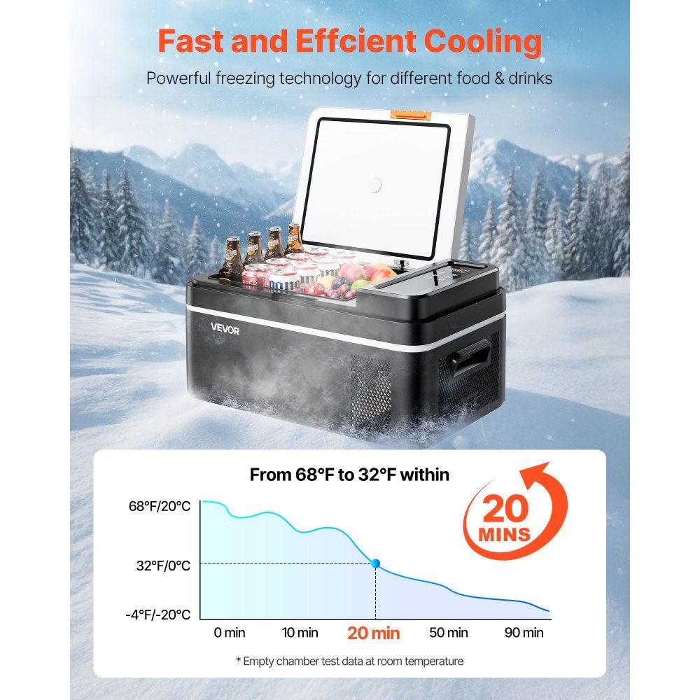 Refroidisseur à compresseur 20 L 12/24 V DC avec contrôle par application, Réf. rigérateur de voiture 100-240 V AC pour camping, voyage, camion, pêche, refroidisseur thermoélectrique portable