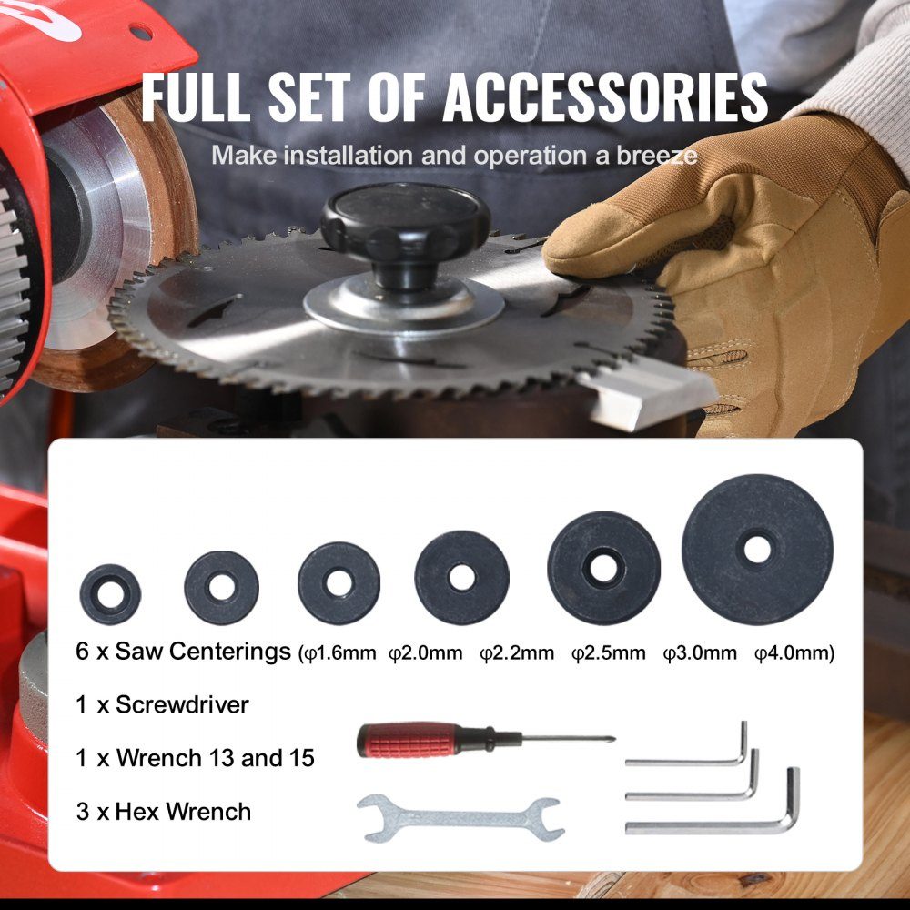 Saw blade sharpener 370W sharpening machine circular saw blade sharpener 3600 rpm circular saw blade sharpener φ 80.01-698.5mm saw blade sharpener φ 1.6-4.0mm 6-fold saw centering