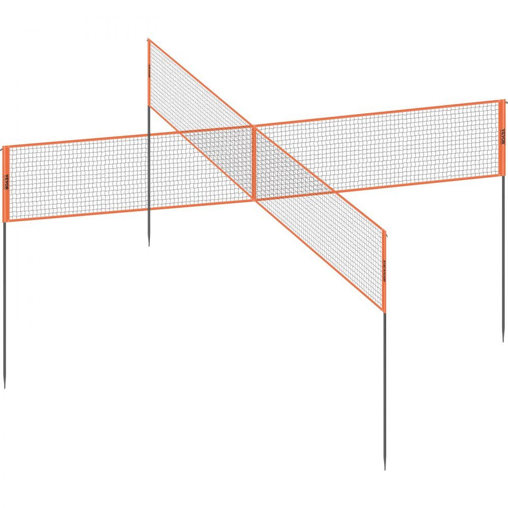 Volleyball Net Height Adjustable Volleyball Net Set, 4.3x2.2m Portable Beach Volleyball Net, Orange Volleyball Net, Foldable Volleyball Net with Volleyball & Carry Bag, for Garden, Beach