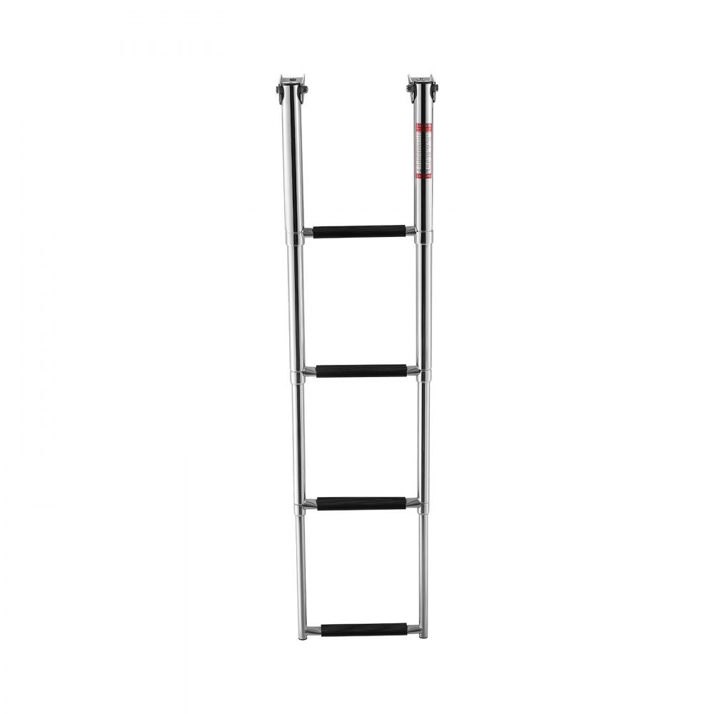 Uitschuifbare bootladder, zwemtrap met 4 treden en antislippedaal, zwemtrapladder met 408 kg draagvermogen voor achtersteveninvoer, telescopische ladder van roestvrij staal 304 voor aanlegsteigers, pontons, zwembad