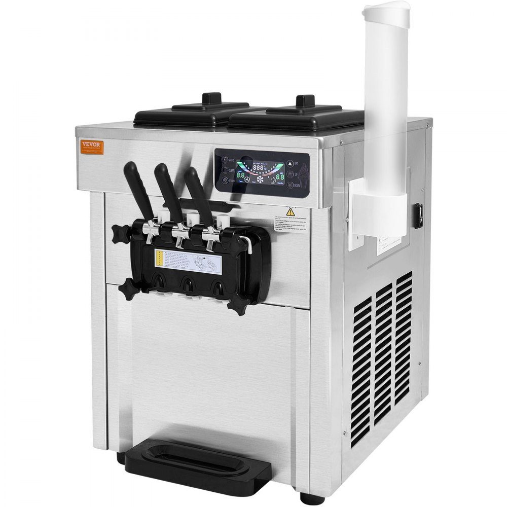 Komercyjna maszyna do lodów 18–28 l/h 3 smaki Maszyna do lodów włoskich Zbiornik na 2 x 5,5 l Panel LCD Automatyczne czyszczenie wstępne chłodzenia Jogurt Kawa Bar z przekąskami Restauracja