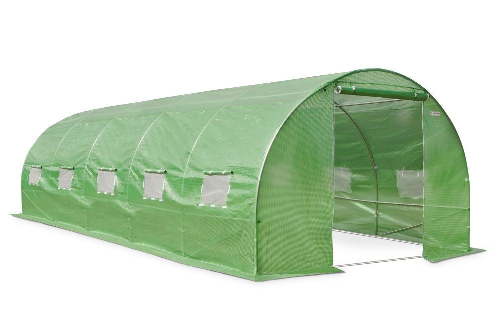 GARDEN GREENHOUSE Greenhouse polytunnel with metal frame 3x8m green