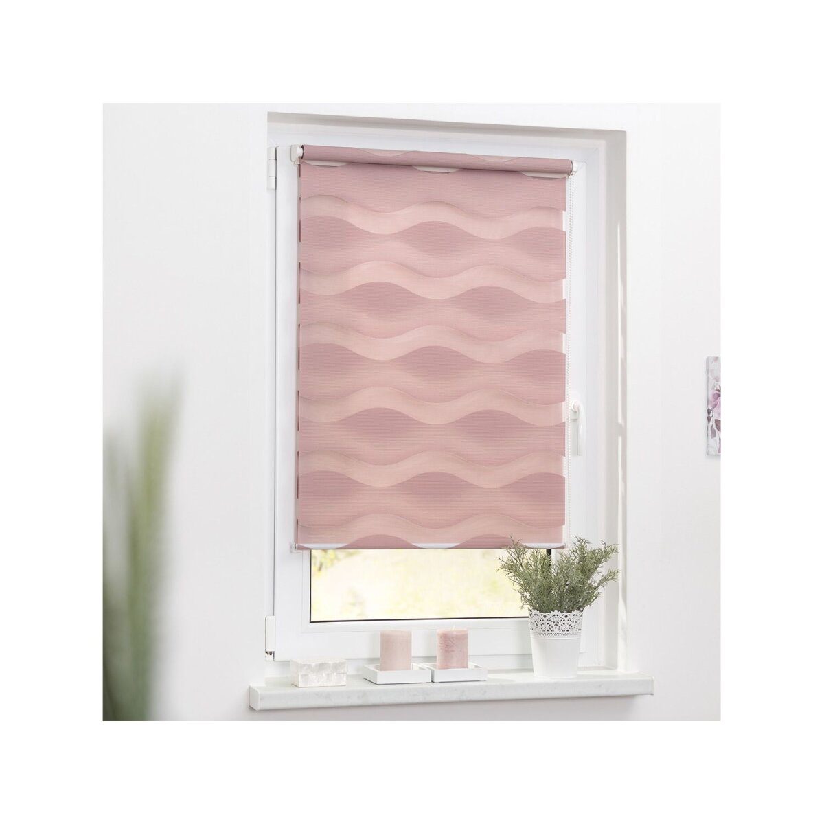 Lichtblick Duo roller blind wave Klemmfix, no drilling required, from 45x150 cm (old pink, 90x150 cm)