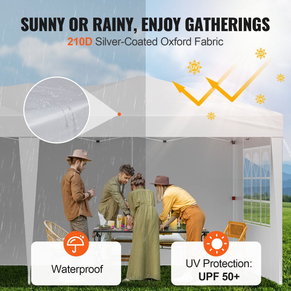 Gazebo Faltpavillon, 5,9 x 2,96 x 2,65 m, Festzelt, Gartenzelt mit Seitenwänden & belüfteten Fenstern, 3 Höheneinstellungen, Sonnenschutz für Veranstaltungen im Freien, weiß