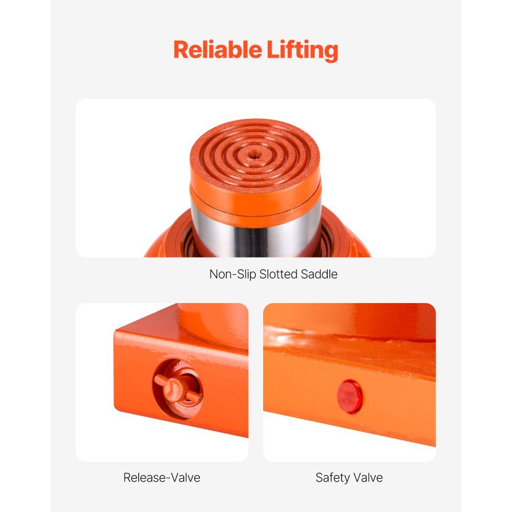 Hydraulic Jack, 50 Ton Stamp Jack, Bottle Jack with 28-44cm Lift Range and 3 Piece Long Handle for Car Pickup Truck RV Car Repair Industrial Engineering