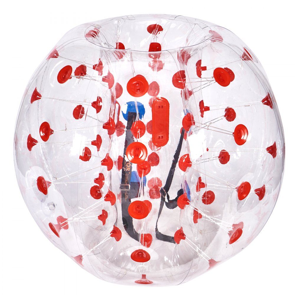 Aufblasbarer Bump-Ball, Bumper-Ball, 1 Stück, 1,2 m x 1,03 m, menschlicher Kollisionsball, PVC-Körper-Blasen-Bounce-Ball für Outdoor-Aktivitäten, transparent + rote Punkte, aufblasbarer Bumper-Ball