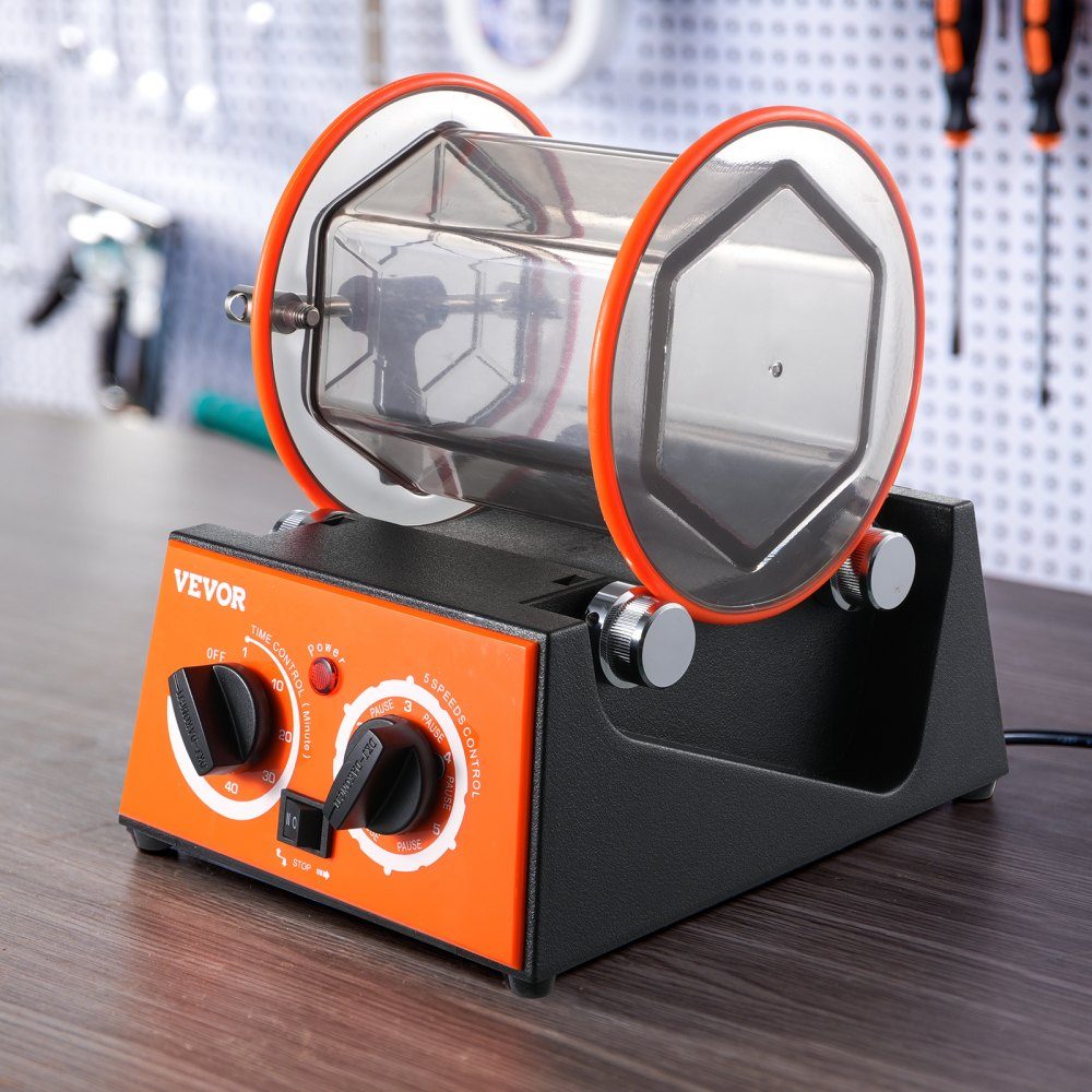 Polishing Drum, Jewelry Polishing Machine 3kg Rotary Cup Surface Polisher 60W Jewelry Polishing Rotary Cup Adjustable Time and Speed ​​Polisher Ball Mill for Gold Silver etc