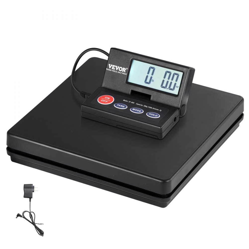 Plattformwaage 10g-50kg Paketwaage 2g Genauigkeit Digitalwaage kg/lbs/lbs:oz/g Zählwaage 250x250x43mm ABS-Gehäuse Tara-/Haltefunktionen AC/DC-Stromversorgung Industriewaage Briefwaage Waage