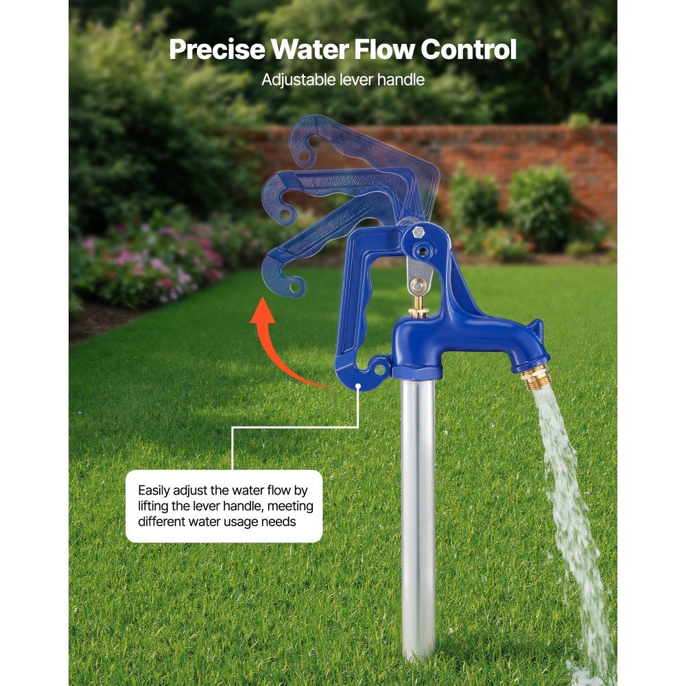 Vorstbestendige tuinhydrant, 1595 mm buitenkraan met 36" ingraafdiepte, G 3/4" leidingaansluiting en slangkoppeling, loodvrije hydrant voor tuin- en boerderijirrigatie