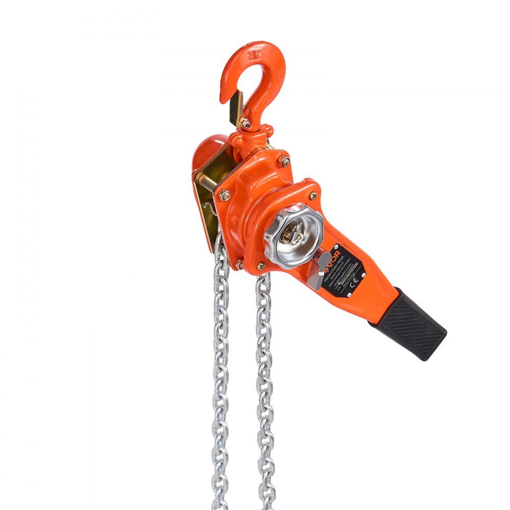 Lever Hoist, 3/4T Load Capacity Hand Chain Hoist, 6m Stroke, G80 Steel Alloy Chain with Mechanical Double Pawl Brake, 360° Swivel Hook, Ratchet Hoist for Warehouse, Construction and Garage