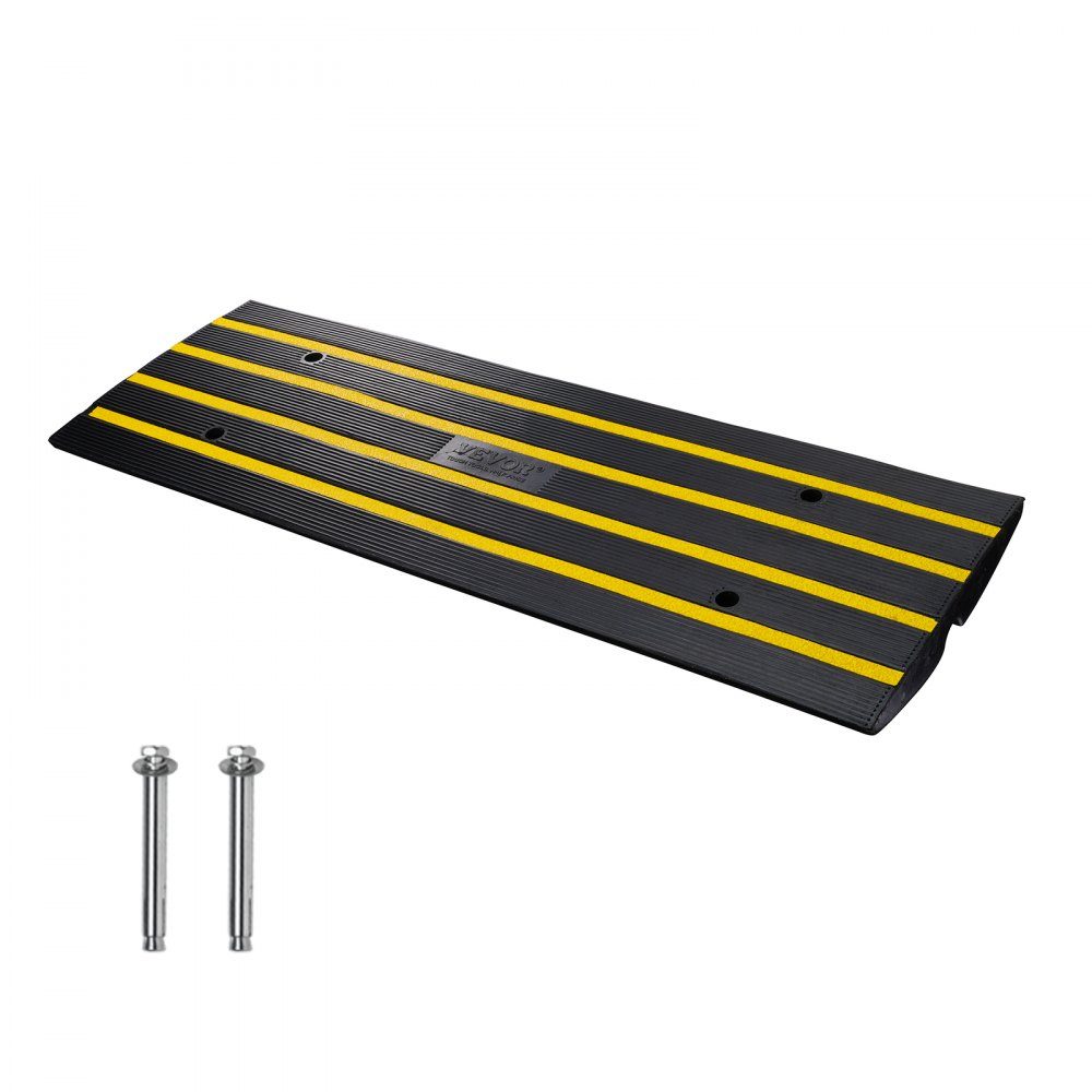 Threshold ramp Solid rubber door sill ramp max. load capacity 15 tons Curb ramp with 5.5 x 3.5 cm channel Wheelchair ramp 122 x 40.5 x 6.5 cm Access ramp Ideal for uneven curbs