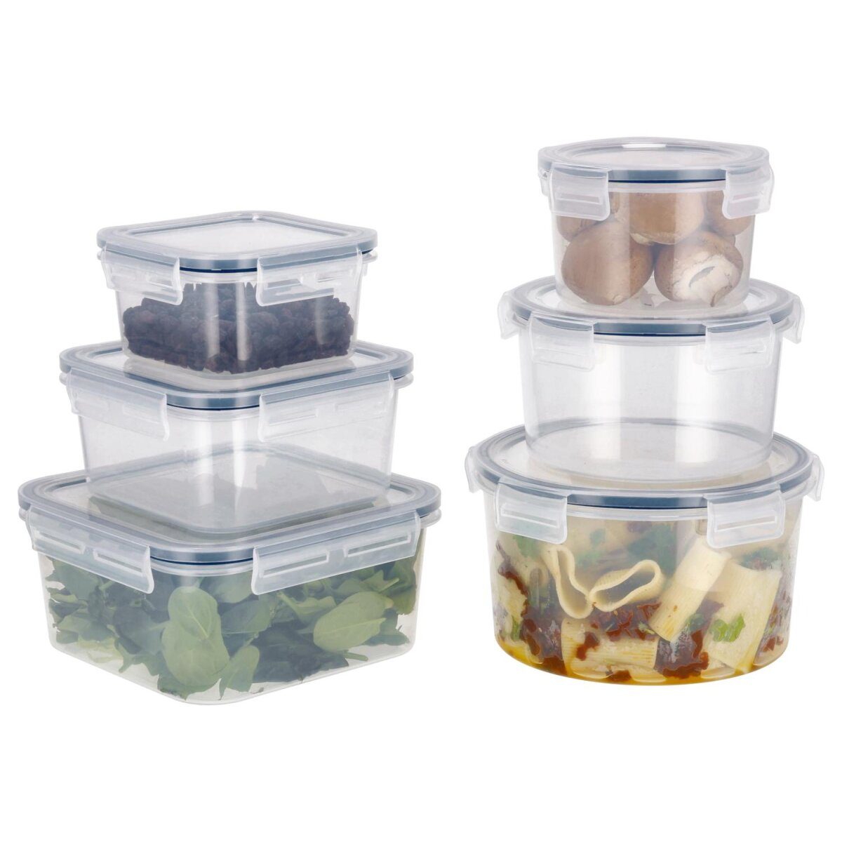 SILVERCREST® food storage container set, 6 pieces (rectangular & round)
