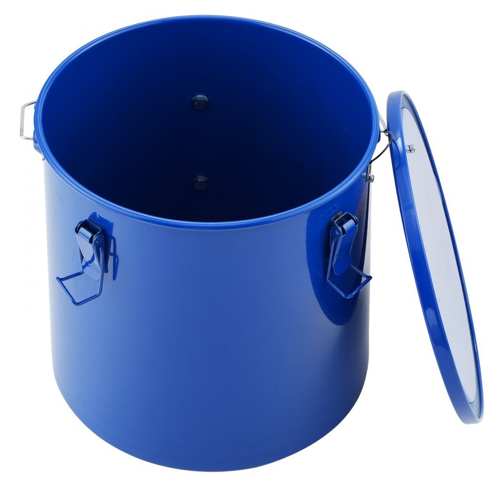 Frying Oil Bucket Oil Disposal Container, 5L Carbon Steel Frying Oil Bucket with Rustproof Coating, Oil Transport Container with Lid, Filter Bag for Filtering Hot Cooking Oil, Blue