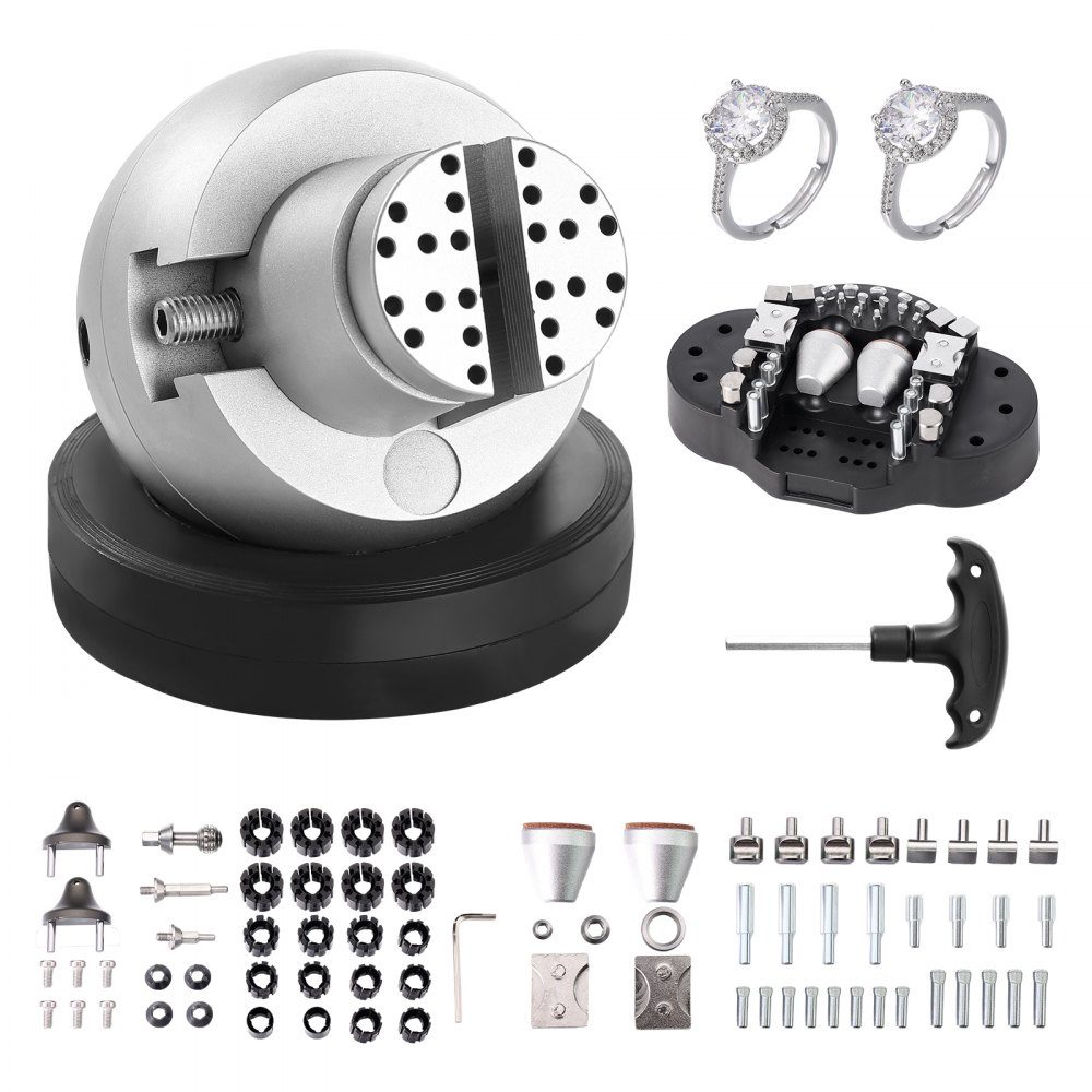 Kugelschraubstock, 5-Zoll-Gravur-Einstellwerkzeug, um 360° drehbarer Gravurblock-Schraubstock, 69-teiliger Aufsatz, Schmuck-Gravurblock-Werkzeuge, Standardblock für Edelsteineinlagen und kleine Gra