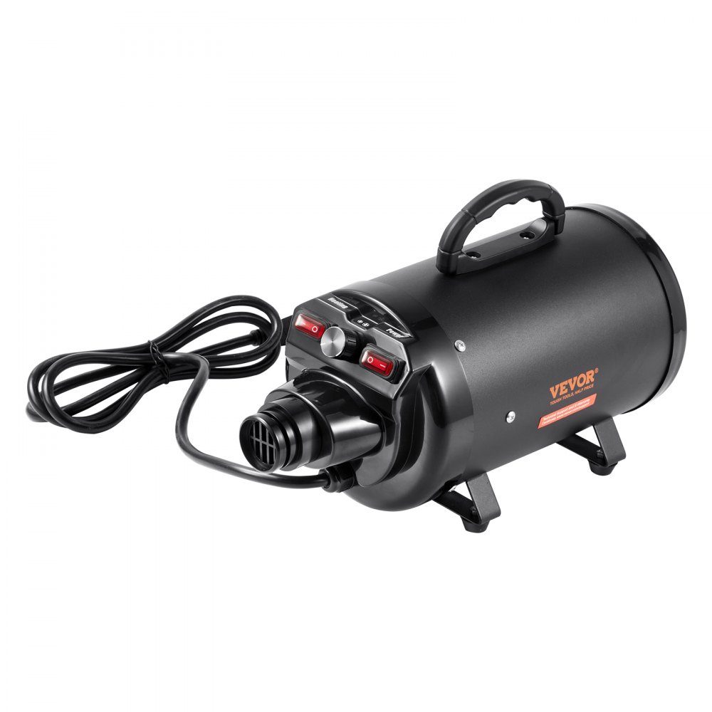 Sèche-poils pour chien, 2000 W, vitesse du vent 70 m/s, sèche-poils pour animaux de compagnie, sèche-cheveux pour toilettage, souffleur à 4 buses avec tuyau élastique, plage de température de 29,4 à 57,2 °C, sèche-poils pour animaux de compagnie