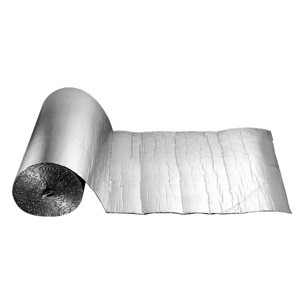 Isolatiefilm Aluminiumfolie Reflecterende Film 6mm 48" x 100ft Dubbellaags Warmtereflecterende Luchtbelbescherming Thermische Isolatierol voor Garagedeurramen en RV-daken