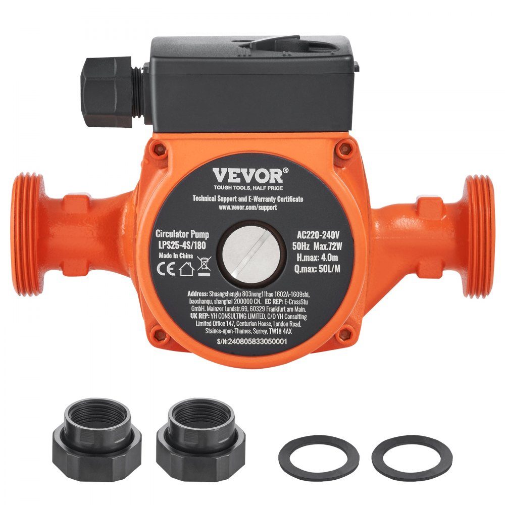 Heizungspumpe Umwälzpumpe Gusseisen 220 V 72 W, 50 l/min max. Durchflussmenge, 4 m max. Förderhöhe, 1-1/2 Zoll Gewindeanschluss, Temperaturbereich von 2 °C bis 110 °C, drei einstellbare Durchflussmengen, geräuscharm