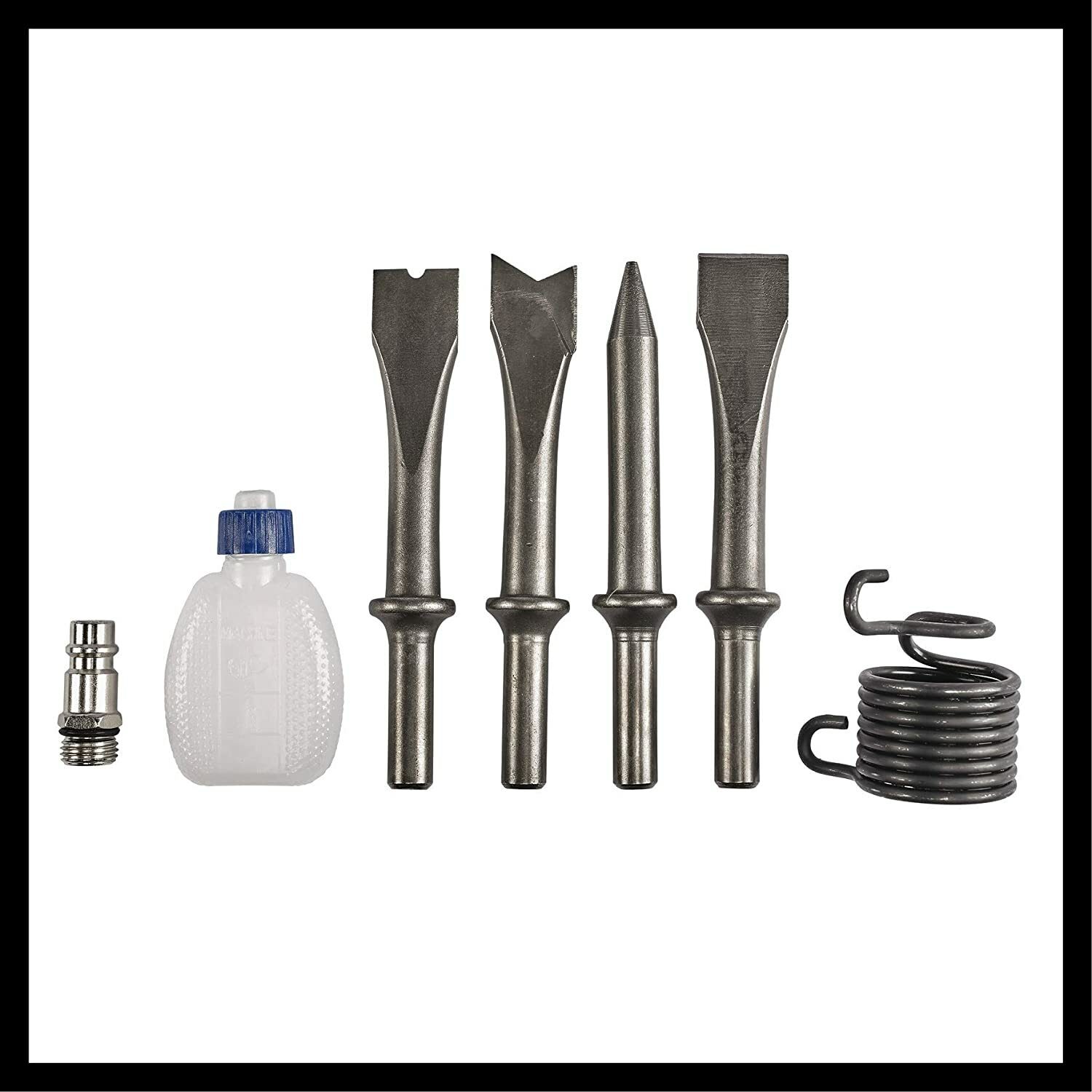 Einhell Druckluft-Meißelhammer TC-PC 45 Set (für Stein + Metall, inklusive 4-teiligem 120-mm-Meißelsatz, Nadelentrosteraufsatz, Ölflasche, Stecknippel, Koffer)