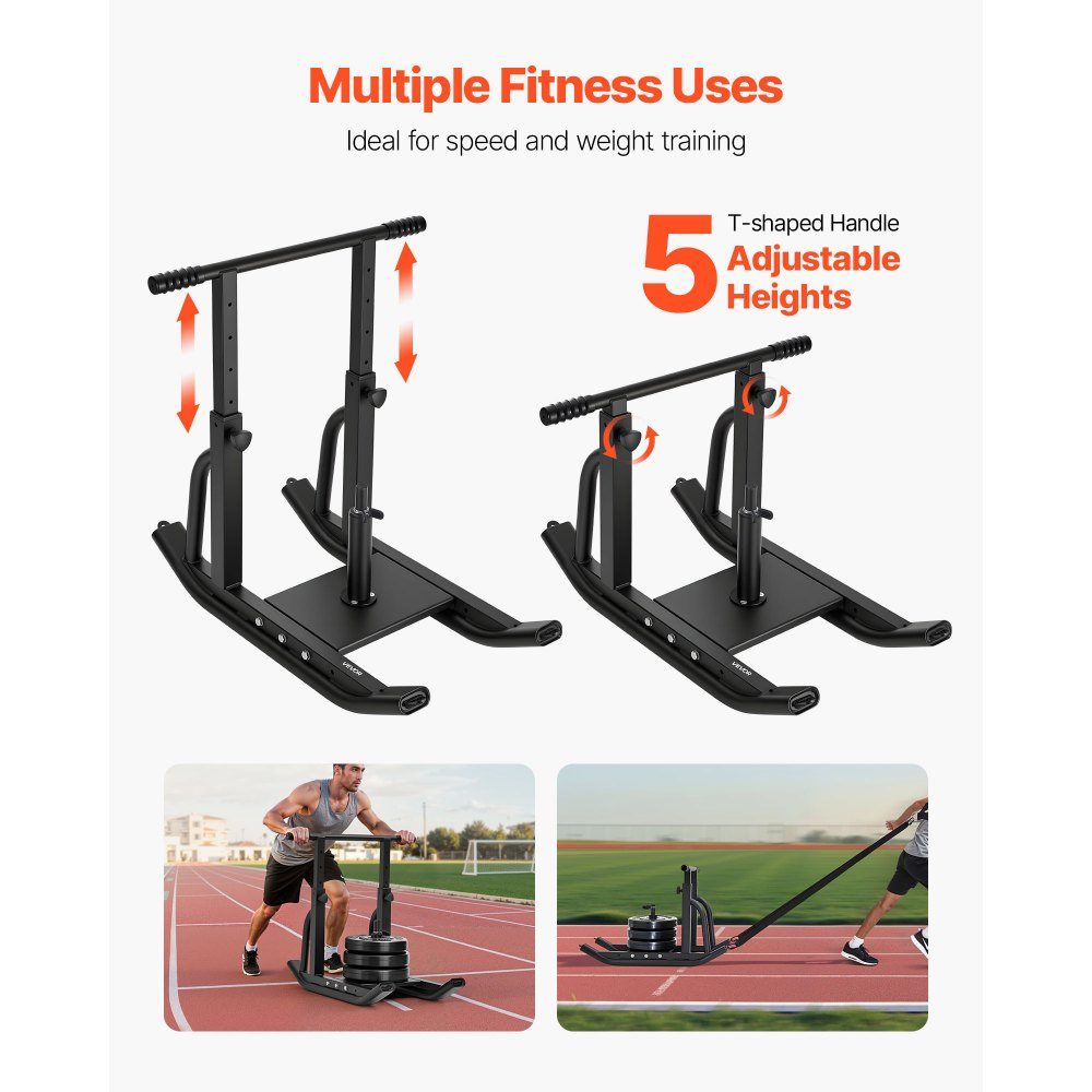 Weight sled power sled strength training sled to improve speed during sports exercises, fitness device with adjustable handle, for 25/51 mm weight plates
