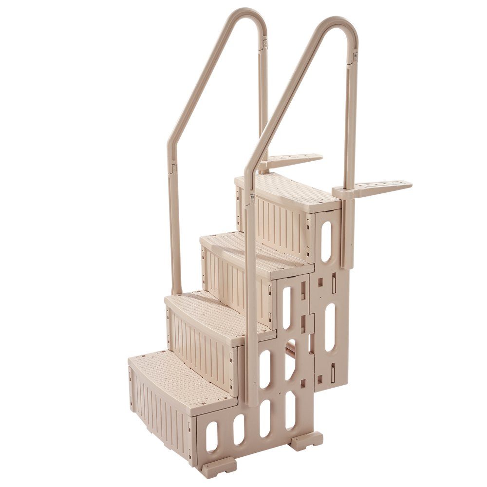 Swimming Pool Ladder, 4 Step Stairs with Double Handrail and Heavy Duty Non-Slip Steps, Maximum Load 400 Pounds, for 48-54 Inch Pools with Any Patio Surface, Taupe
